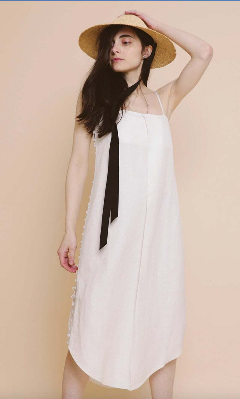 Ajaie Alaie Full Moon Dress 2.0 in White Size Small Midi Button Details